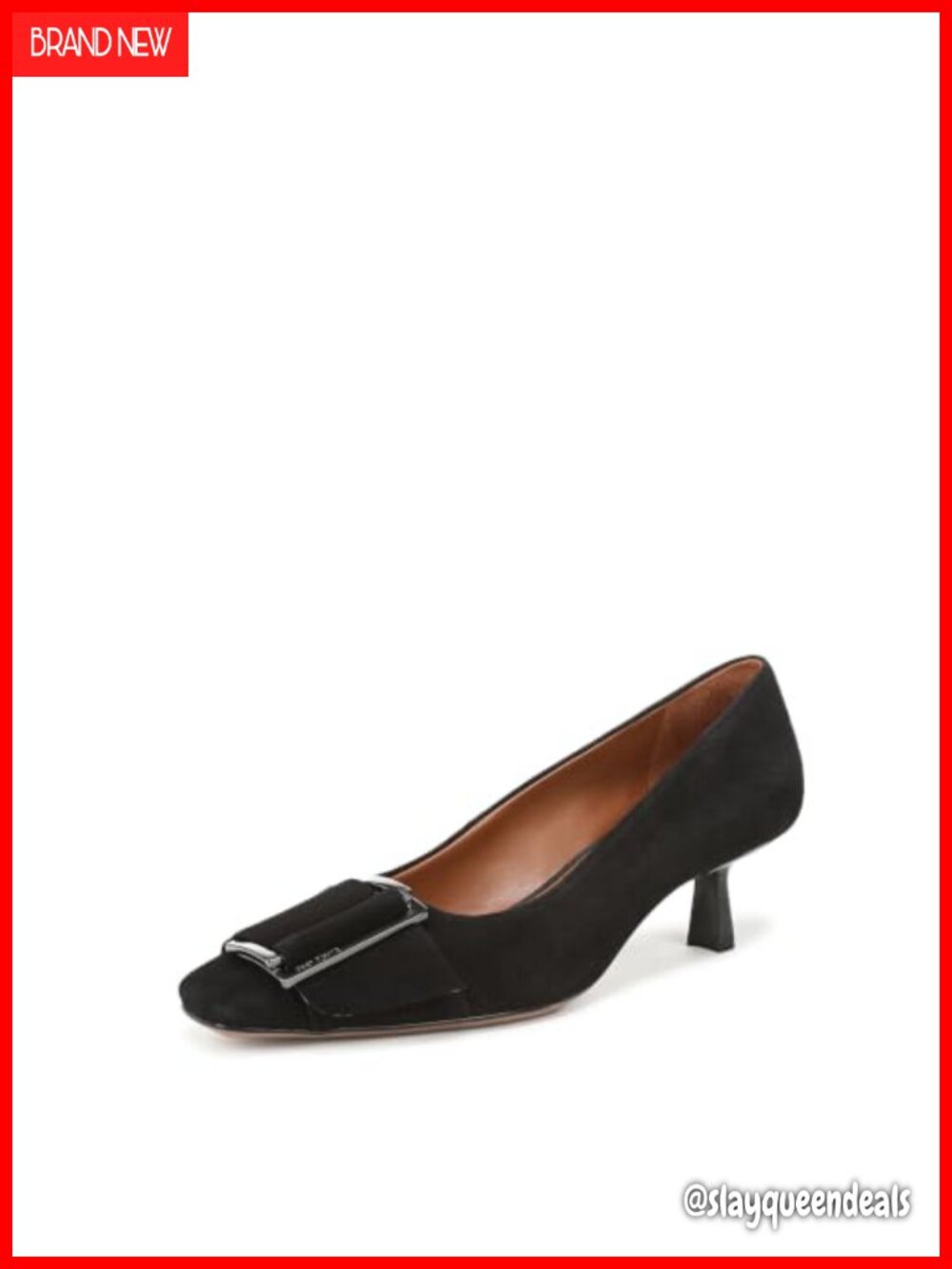 Suede Leather Slip-On Pump Sculpted Heel Square Toe